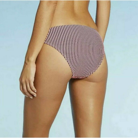 Cheeky Striped Bikini Bottom Juniors 3/5 Womens 0/2 Pink Black Xhilaration - Picture 12 of 12